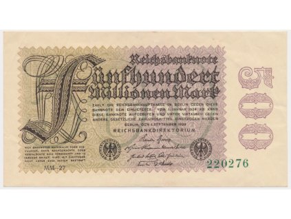 Německo, 500 000 000 Marek, 1923, stav 2