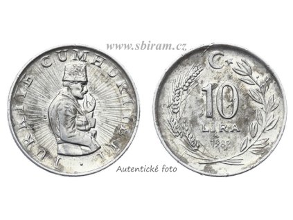 Turecko, mince 10 Lira, 1982, stav -1/1-...viz autentické foto