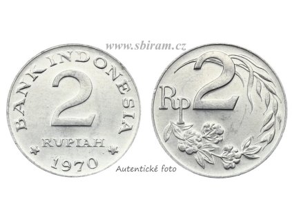 Indonésie, mince 2 Rupiah, 1970, stav 1/1...viz autentické foto