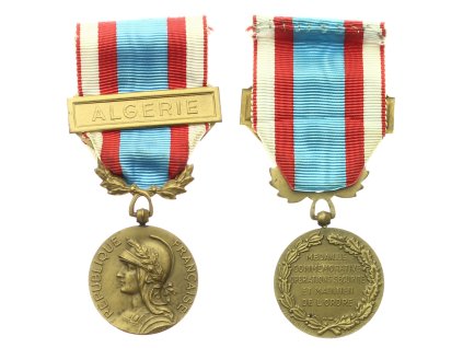 Francie, AE medaile Za tažení v Africe, 1955, stuha se štítkem Algerie (Alžír), stav 1/1/1