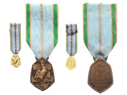 Francie, AE Medaile osvobození, 1939/1945, bronz, stuha bez štítku, přiložena miniatura (!!), stav 1/1/1