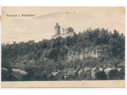35 - Mělnicko, Kokořín, pohled na hrad a podhradí, cca 1909