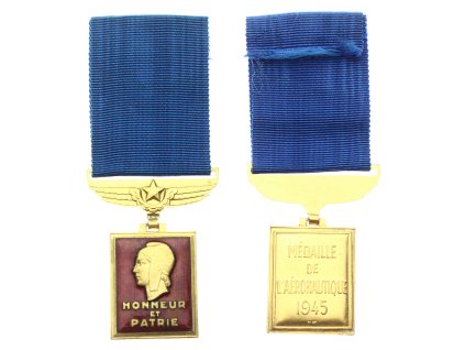 Francie, AE Letecká pamětní medaile, stuha, smalty, stav 1/1/1
