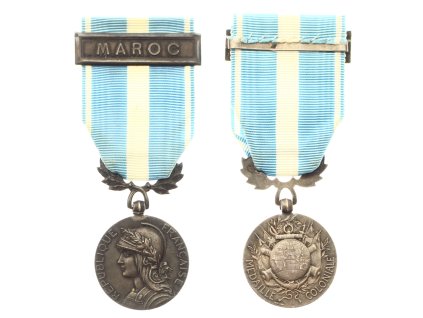 Francie, AE pamětní Koloniální medaile, stuha se štítkem Maroc, stav 1/1/1