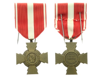 Francie, AE medaile Válečný kříž za statečnost, bronz, stuha bez hvězdy, stav 1/1/1, hledané