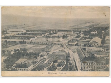 28 - Klatovy, Kasárna, celkový pohled, cca 1935, vada - natrhlá v horní obrazové části