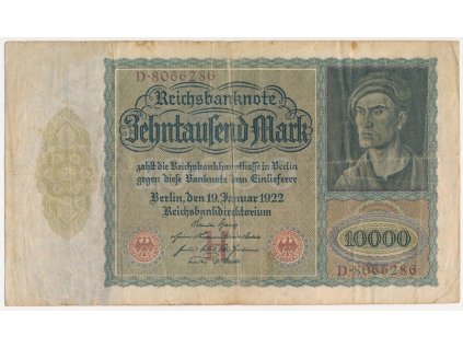 Německo, 10 000 Marek, 1922, oběhový stav