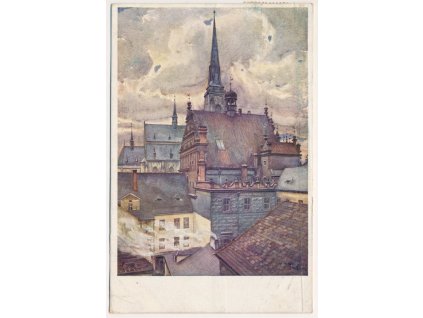 47 - Plzeň, Nádvorní strana radnice, B. Hochman, cca 1916