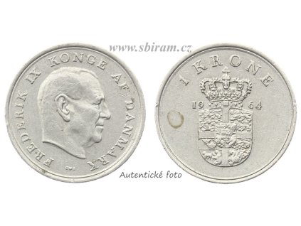 Dánsko, mince 1 Krone, 1964...viz autentické foto