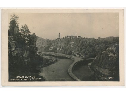 46 - Písecko, Zvíkov, Hrad, Soutok Vltavy s Otavou, cca 1938