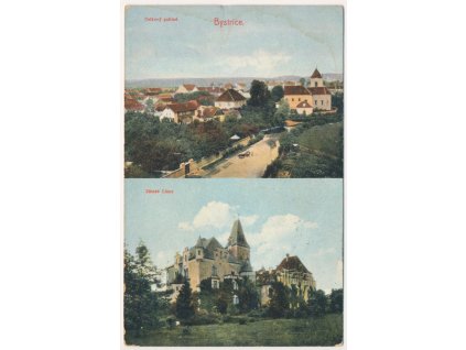 01 - Benešovsko, Bystřice, 2 záběr, celkový pohled, Zámek Líšno, cca 1928
