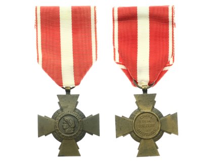 Francie, AE medaile Válečný kříž za statečnost, bronz, stuha bez hvězdy, stav 1/1/1