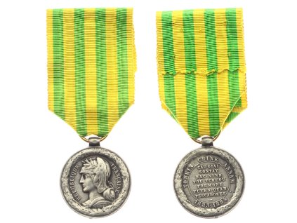 Francie, AE Námořní čínská pamětní medaile 1883 - 1885, stuha, stav 1/1/, ojedinělý výskyt