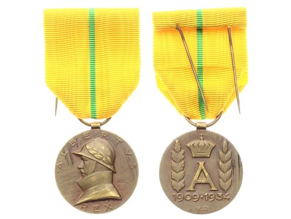 Belgie, Jubilejní pamětní medaile krále Alberta, 1934, stuha, přiložen, stav 1/1/1