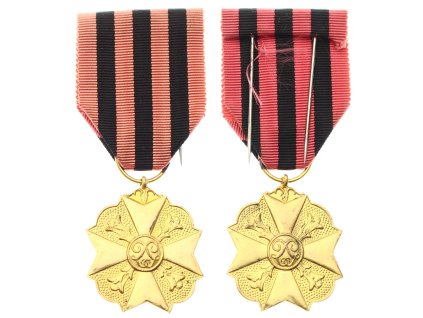 Belgie, Civilní kříž za občanské zásluhy, zlatý stupeň, stuha, stav 1/1/1