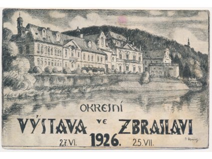 49 - Praha, Zbraslav, propagační pohlednice, Okresní výstava 27.6.1926