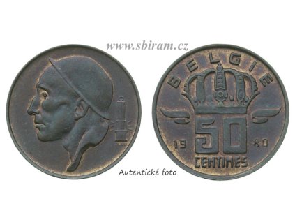 Belgie, mince 50 Centimes, 1980...viz autentické foto