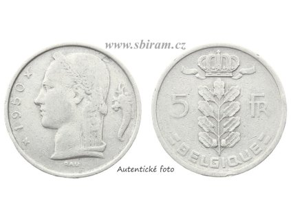 Belgie, mince 5 Frank, 1950...viz autentické foto