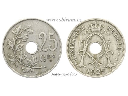 Belgie, mince 25 Centimů, 1929...viz autentické foto