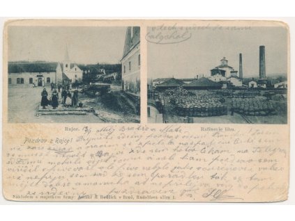 03 - Blansko, Rájec, 2 záběr, Lihovar, Oživená partie z náměstí, cca 1896