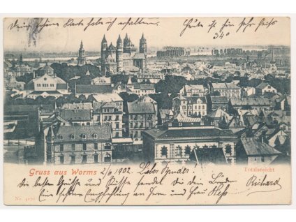 Německo, Worms, Totalansicht, Celkový pohled, cca 1902