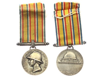 Francie, AE medaile Za zásluhy v hasičství, stuha, stav 1/1/1