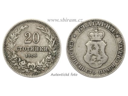 Bulharsko, mince 20 Stotinki, 1906...viz autentické foto