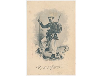 Celkový pohled na horského myslivce, prošlá poštou 1900