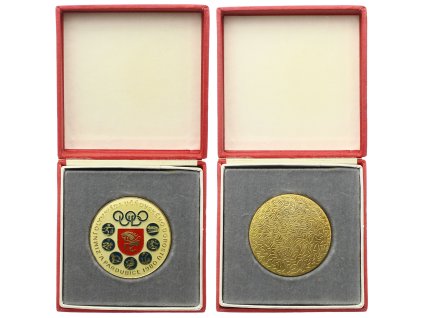 ČSSR, AE pamětní medaile Zimní olympiáda učňovského dorostu, smalty, 1980,  průměr 50 mm, původní etue, luxusní sběratelská jakost