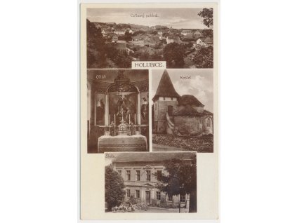 51 - Praha-západ, Holubice, 4 záběr, Škola, Kostel, Oltář, Celk. pohled, 1935
