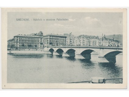 49 - Praha, Smíchov, Nábřeží s mostem Palackého, cca 1936