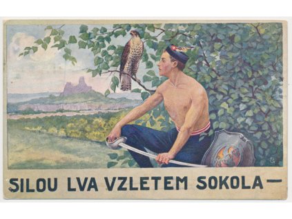 Sokol, "Silou lva, vzletem sokola", prošlá poštou 1920
