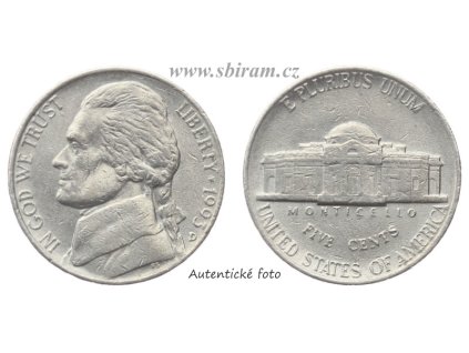 USA, mince 5 Cents, 1993 D...viz autentické foto
