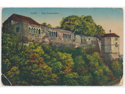 08 - Cheb, Alte Kaiserburg, Hrad, cca 1916, vada v růžcích