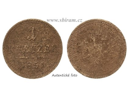 Rakousko - Uhersko, mince 1 Kreuzer, 1851...viz autentické foto
