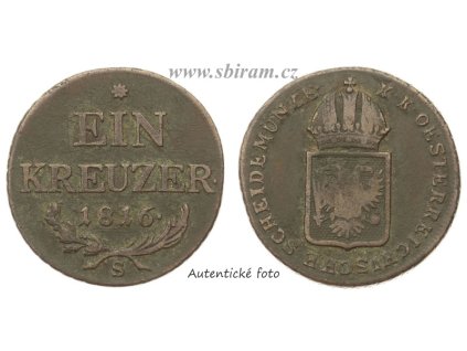 František II., mince 1 Krejcar, 1816 S...viz autentické foto