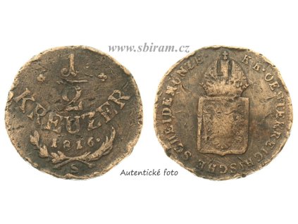 František II., mince 1/2 Krejcar, 1816 S...viz autentické foto