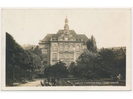 49 - Praha, Karlín, Obecná a měšťanská škola, cca 1929