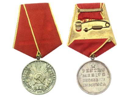 Rumunsko, AE medaile Za vynikající práci, stuha, postříbřeno, stav 1/1/1