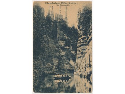 14 - Děčínsko, Edmundova soutěska (Edmundsklamm), oživená partie, cca 1920