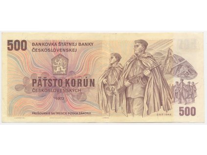 ČSSR, 500 Kčs, 1973, série Z, neperforovaná, pěkný oběhový stav