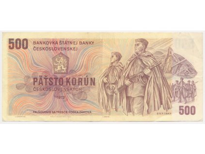 ČSSR, 500 Kčs, 1973, série Z, neperforovaná, pěkný oběhový stav