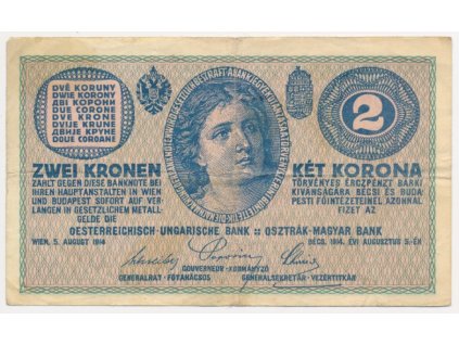 Rakousko - Uhersko, 2 K, 1914, série C, oběhový stav