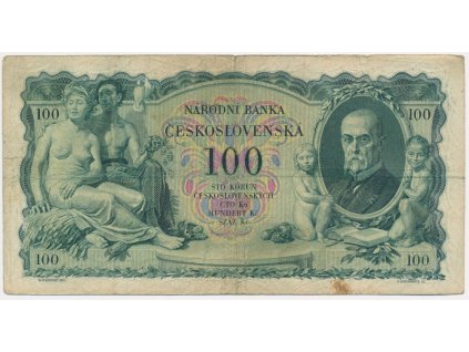 ČSR, 100 Kč, 1931, série Da, neperforovaná, oběhový stav