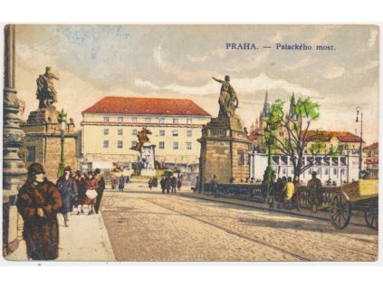 49 - Praha, Smíchov, oživená partie z Palackého mostu, cca 1919