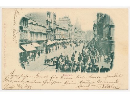 49 - Praha, Graben, Na Příkopech, oživená ulice, Nakl. A. Stohl, 1899