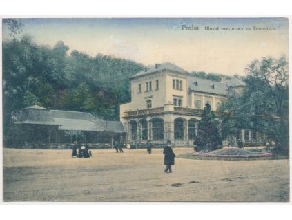 49 - Praha, Hlavní restaurace ve Stromovce, oživená partie, cca 1924
