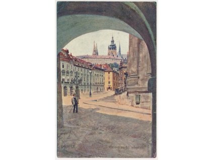 49 - Praha, Malostranské náměstí, oživená partie, cca 1918