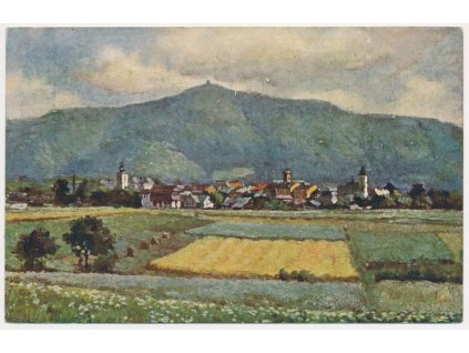 39 - Novojičínsko, Frenštát pod Radhoštěm, pohled na město, B. Bartoš, 1929