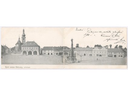 27 - Kladensko, Velvary, partie z náměstí, velký formát, cca 1900